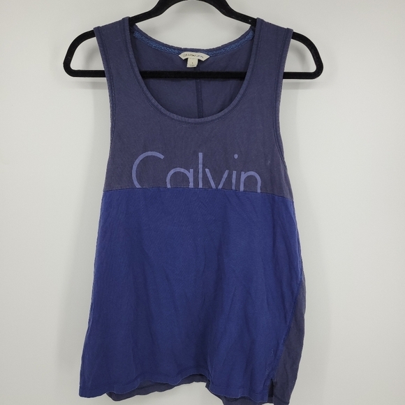 Calvin klein Jeans Womens Two Tone Blue Tank Top Size L - Picture 2 of 14